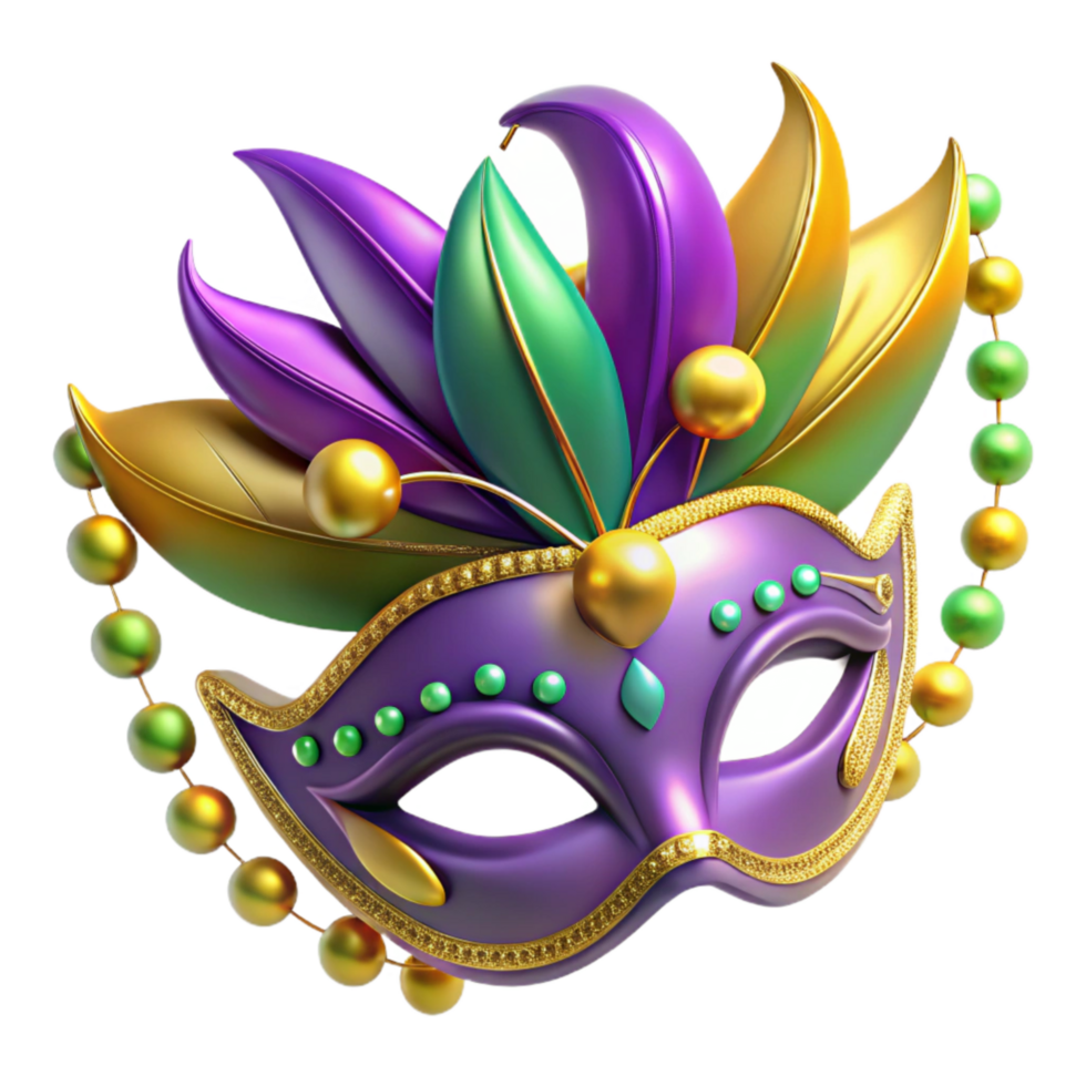 beautiful artistic 3d Rendered Cutout of Elaborate Mardi Gras Mask Adorned With original png