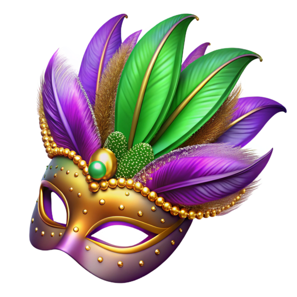 dramatic traditional 3d Rendered Cutout of Feathered Mardi Gras Mask Adorned With exclusive png