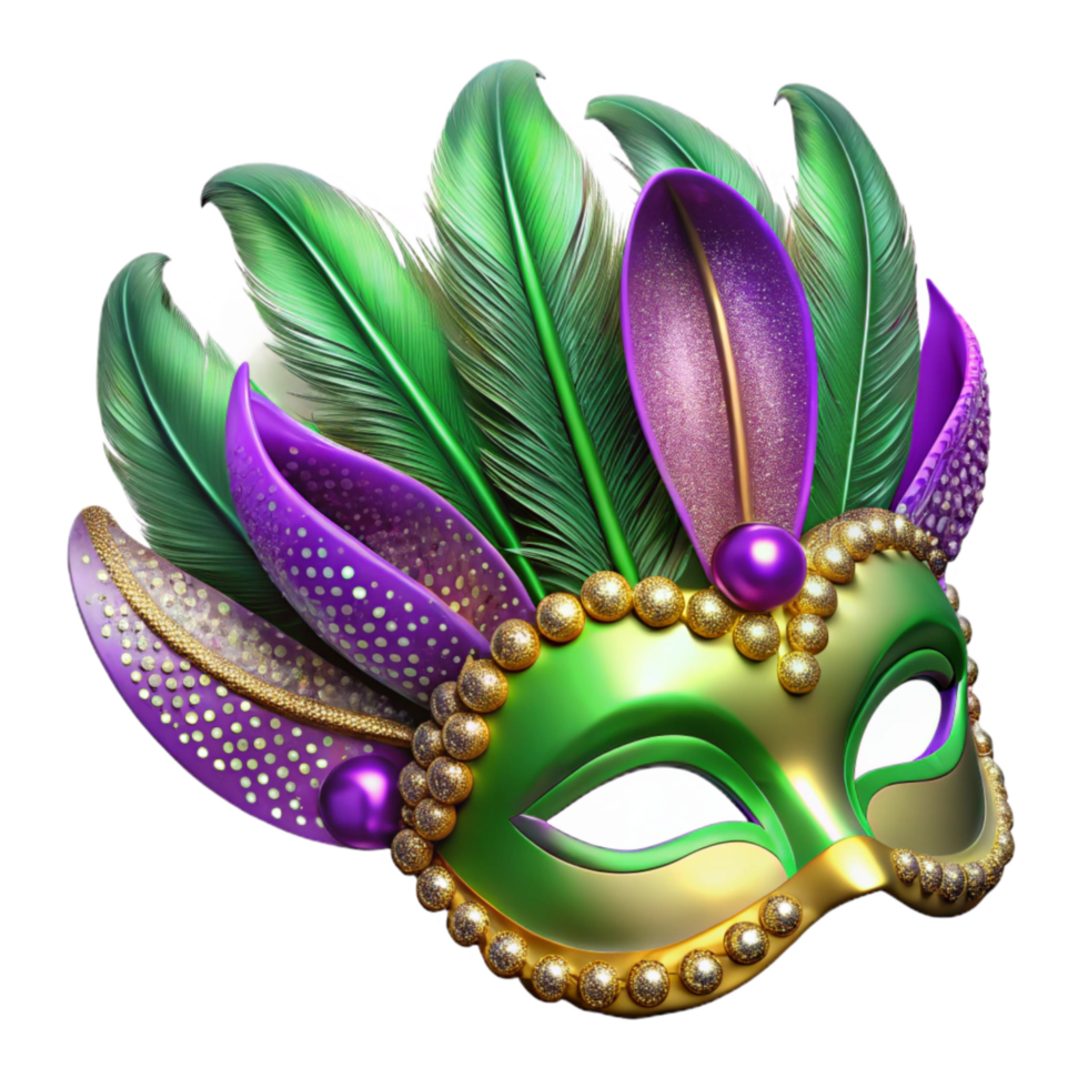serene classic 3d Rendered Cutout of Feathered Mardi Gras Mask Adorned With 4K png