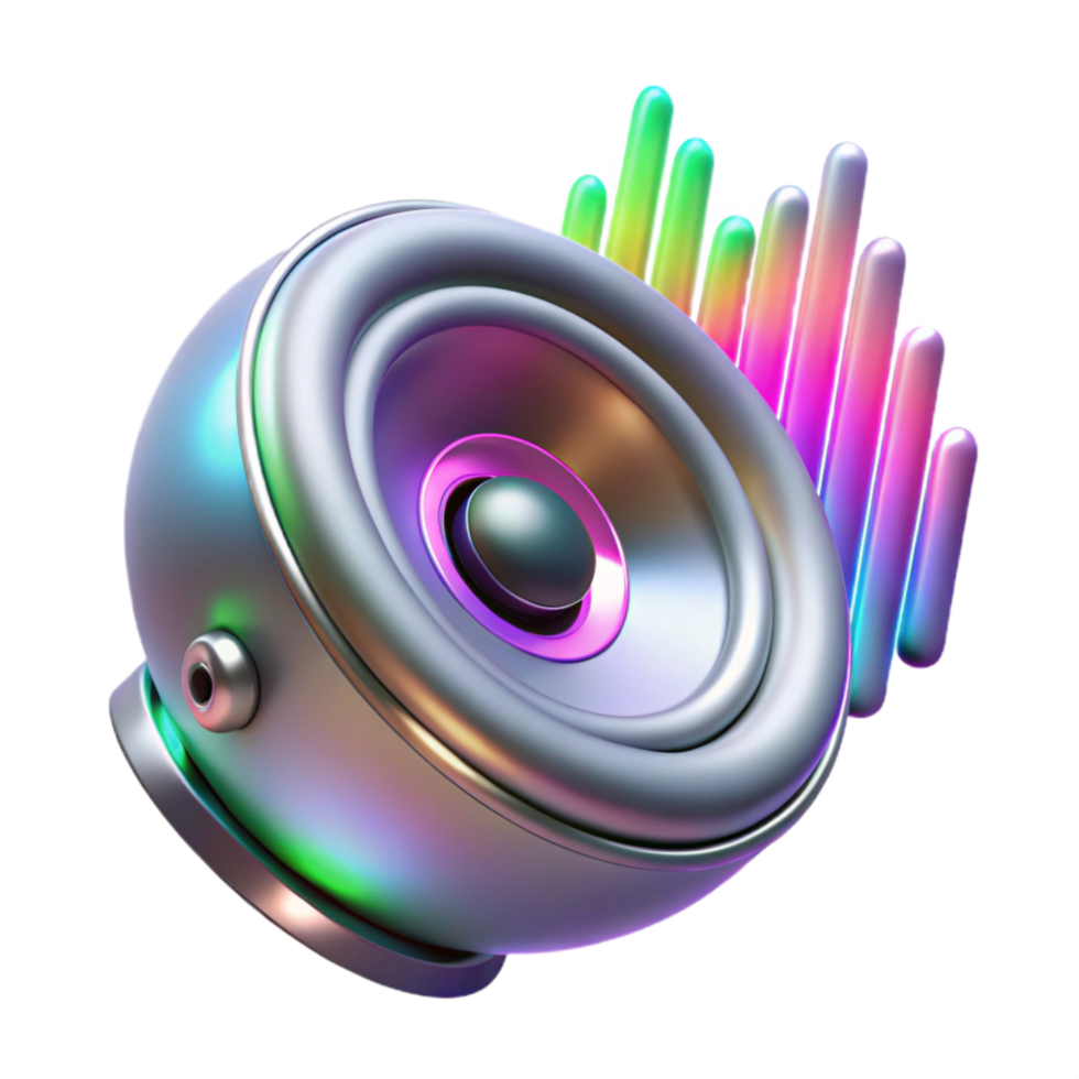 vibrant traditional Generate 3d Rendered Cutout of Futuristic, Levitating Speaker Crafted From professional png