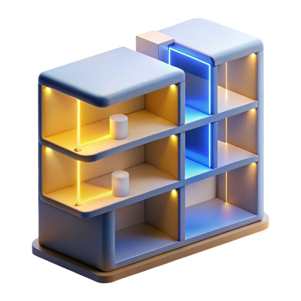 extraordinary contemporary A 3d Rendered Cutout of Futuristic, Modular Shelving Unit With high resolution png