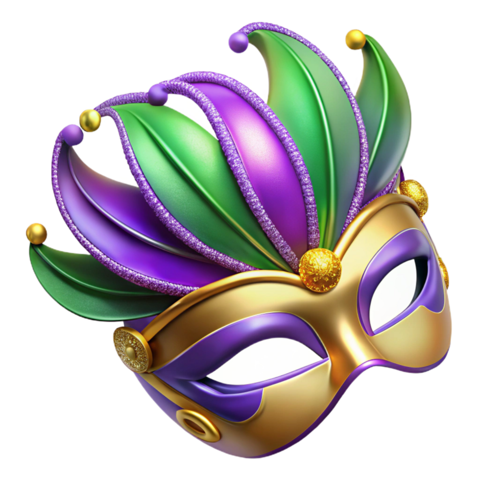 serene traditional 3d Rendered Cutout of Glistening, Beaded Mardi Gras Mask With exclusive png