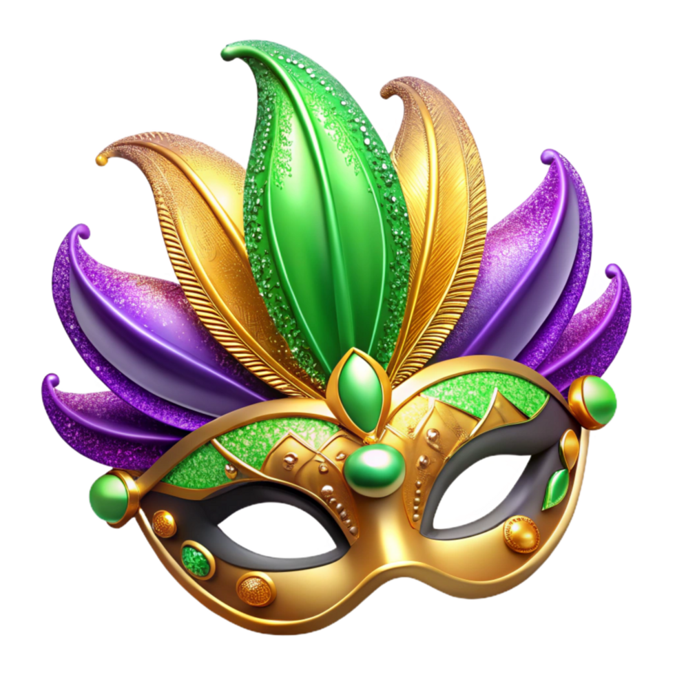 impressive classic 3d Rendered Cutout of Glittering Mardi Gras Mask Decorated With 4K png
