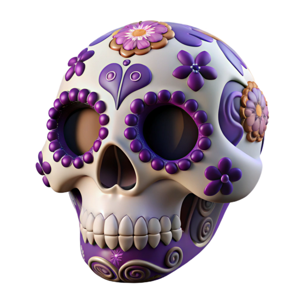 wonderful rustic 3d Rendered Cutout of Highly Detailed Sugar Skull for Day high quality png