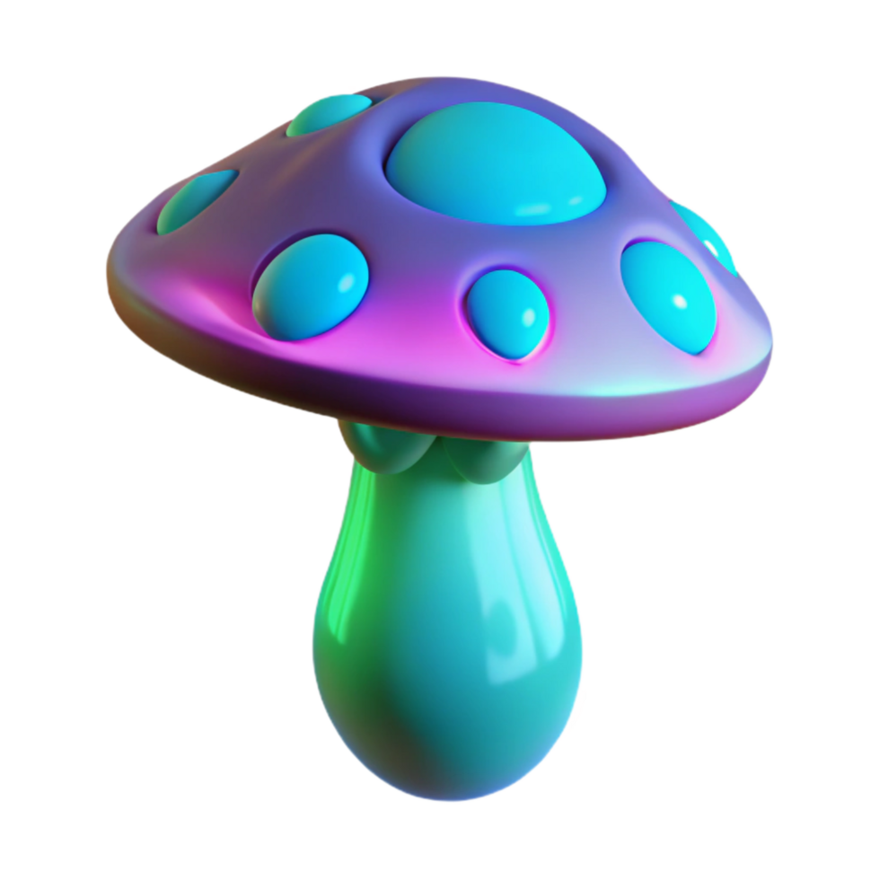 elegant classic A 3d Rendered Cutout of Luminous, Bioluminescent Mushroom with Pulsating professional png