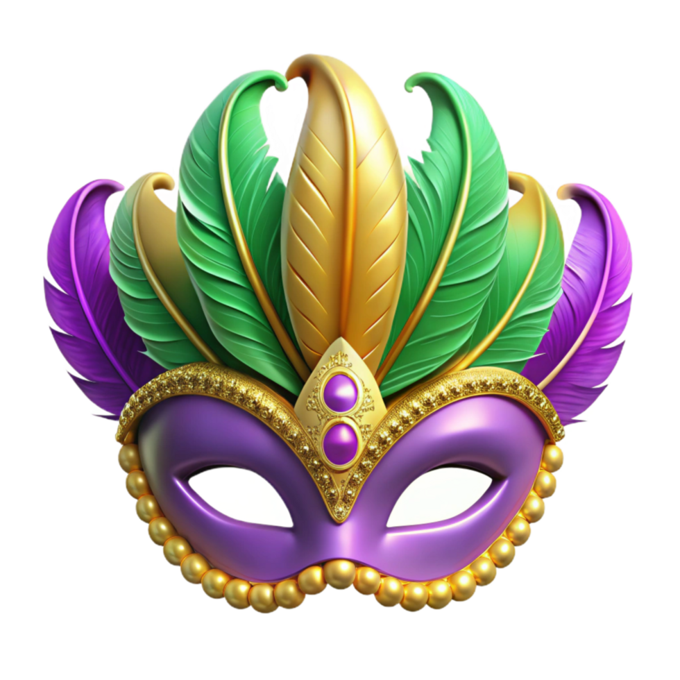 elegant modern 3d Rendered Cutout of Meticulously Detailed Mardi Gras Mask Adorned high quality png