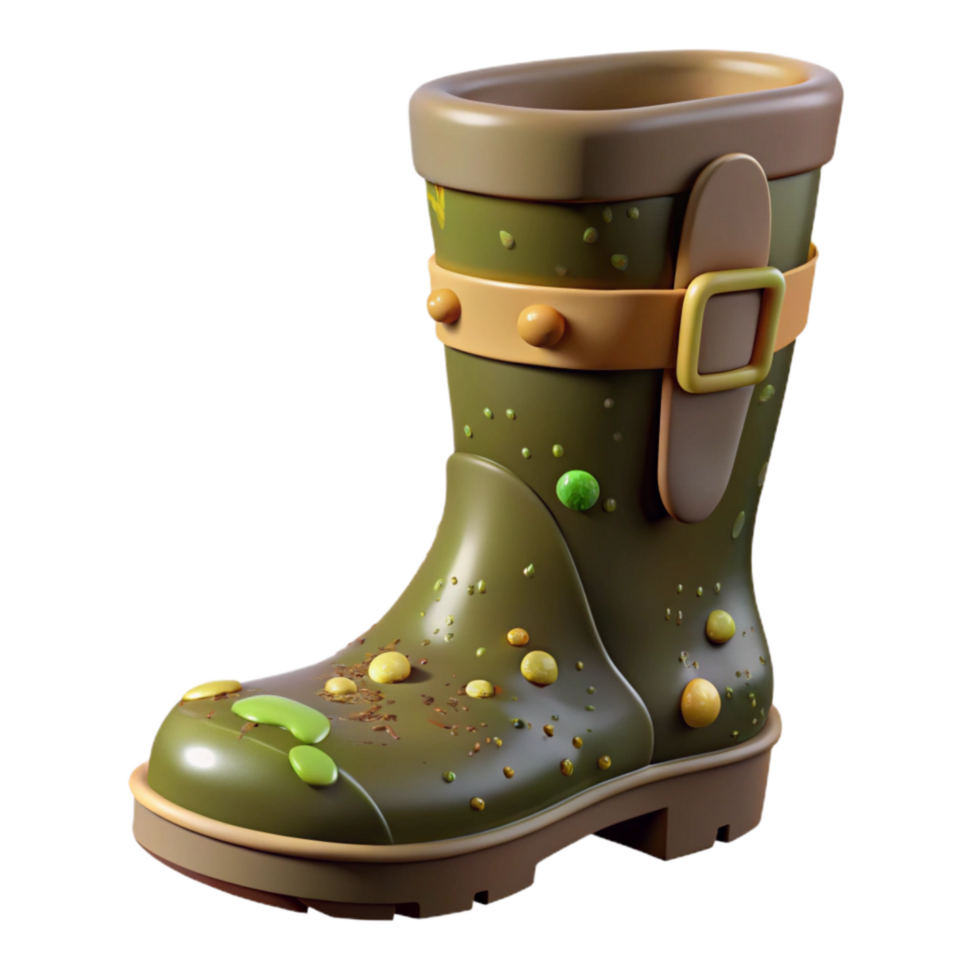 beautiful minimalist 3d Rendered Cutout of Muddy Glastonbury Festival Welly Boot With exclusive png