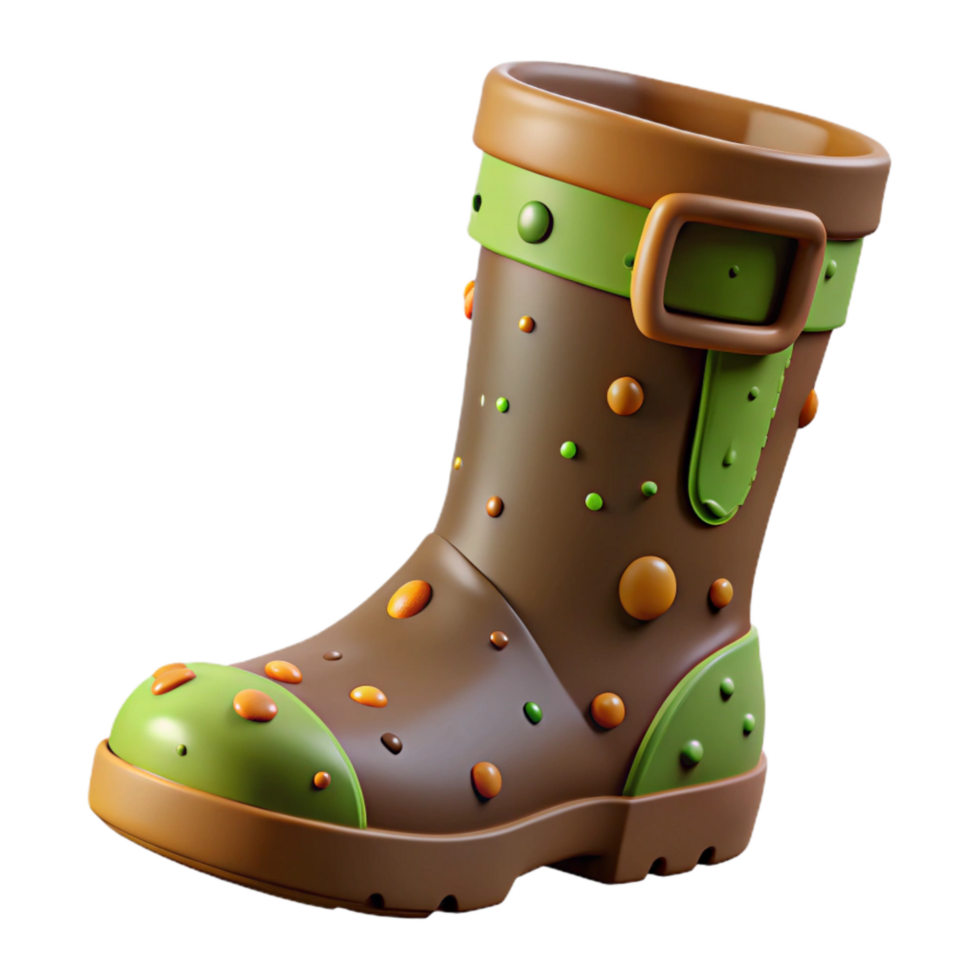 impressive traditional 3d Rendered Cutout of Muddy Glastonbury Festival Welly Boot With genuine png
