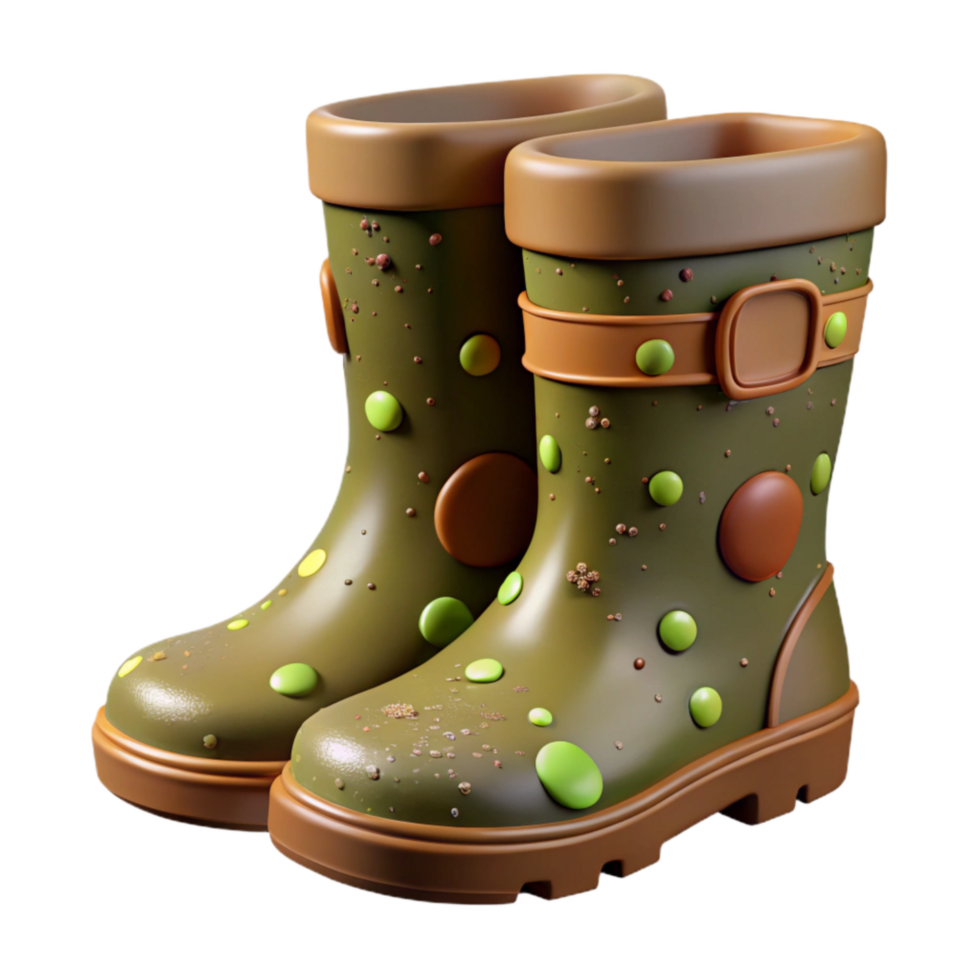 serene vintage 3d Rendered Cutout of Muddy Glastonbury Festival Welly Boot With original png