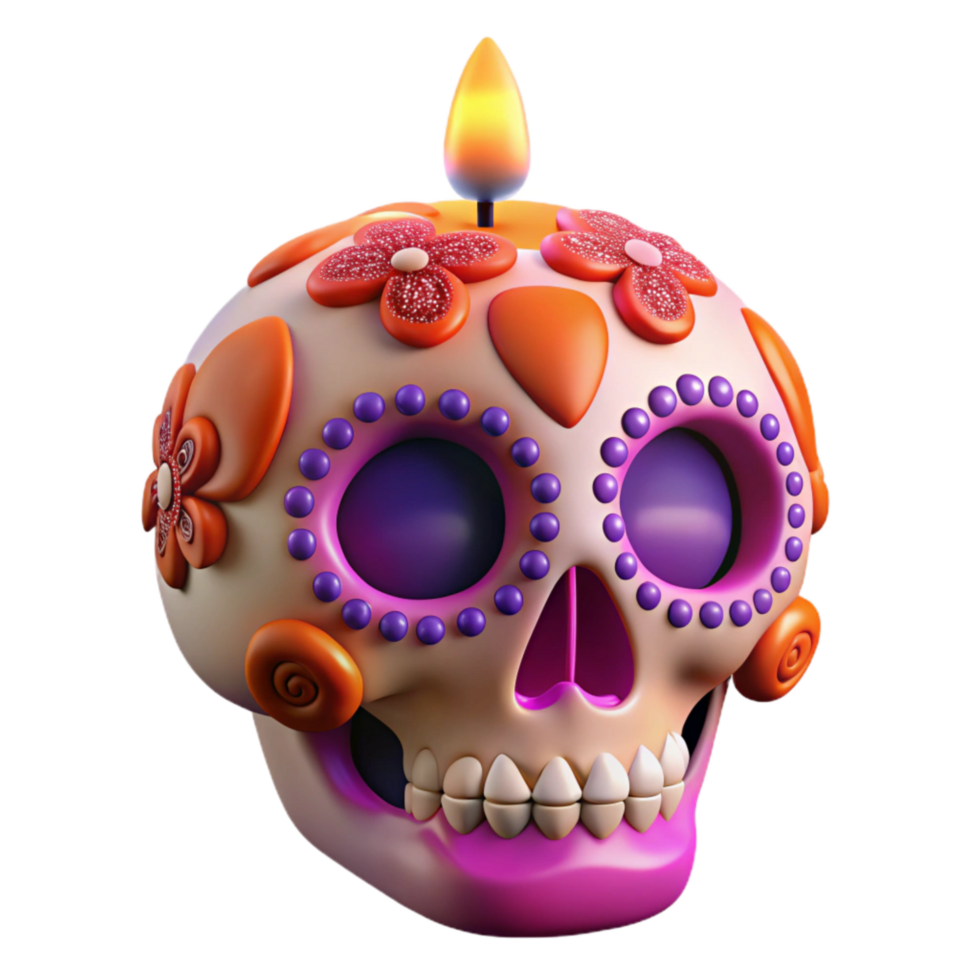 serene artistic 3d Rendered Cutout of Highly Detailed Sugar Skull for Day premium png