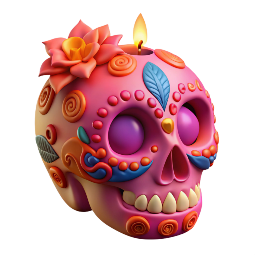impressive modern 3d Rendered Cutout of Highly Detailed Sugar Skull for Day exclusive png