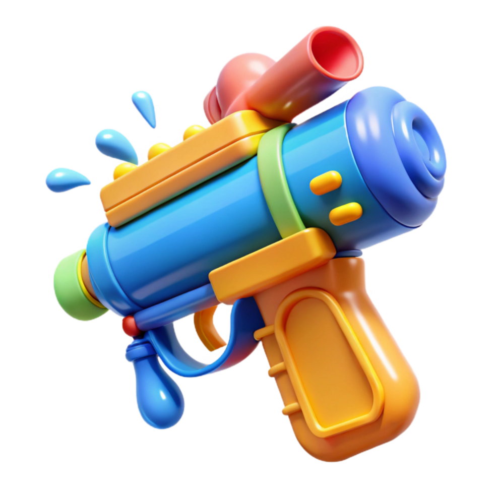 wonderful contemporary 3d Rendered Cutout of Traditional Songkrwater Gun with Brightly Colored premium png