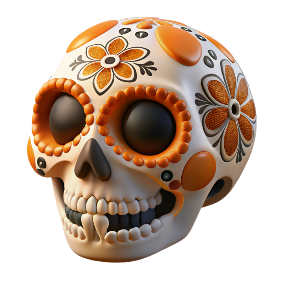 dramatic rustic Sugar Skull Cutout Day of the Dead professional png