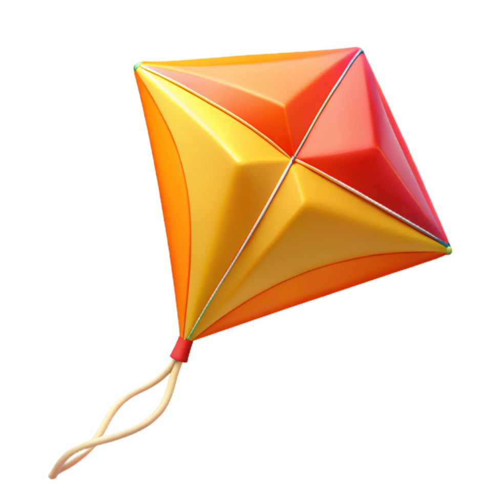 elegant classic 3d Rendered Cutout of Vibrant Colored Kite Soaring Against Clear high resolution png