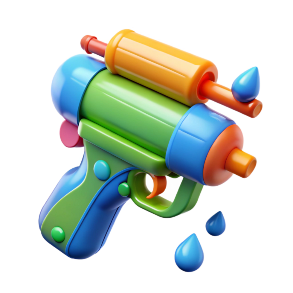 impressive abstract 3d Rendered Image of Songkrwater Gun with Realistic Water Droplets original png