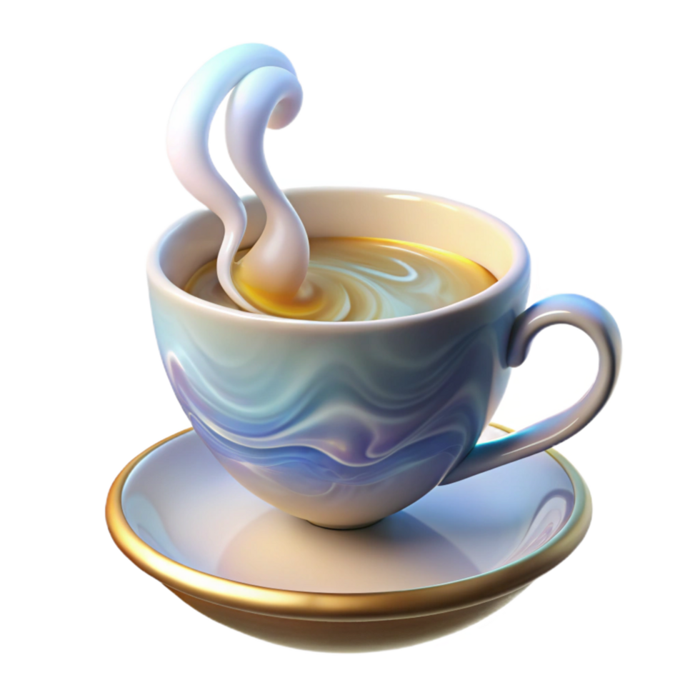 elegant classic A 3d Rendered Levitating Porcelain Teacup with Swirling Steam, Thin exclusive png