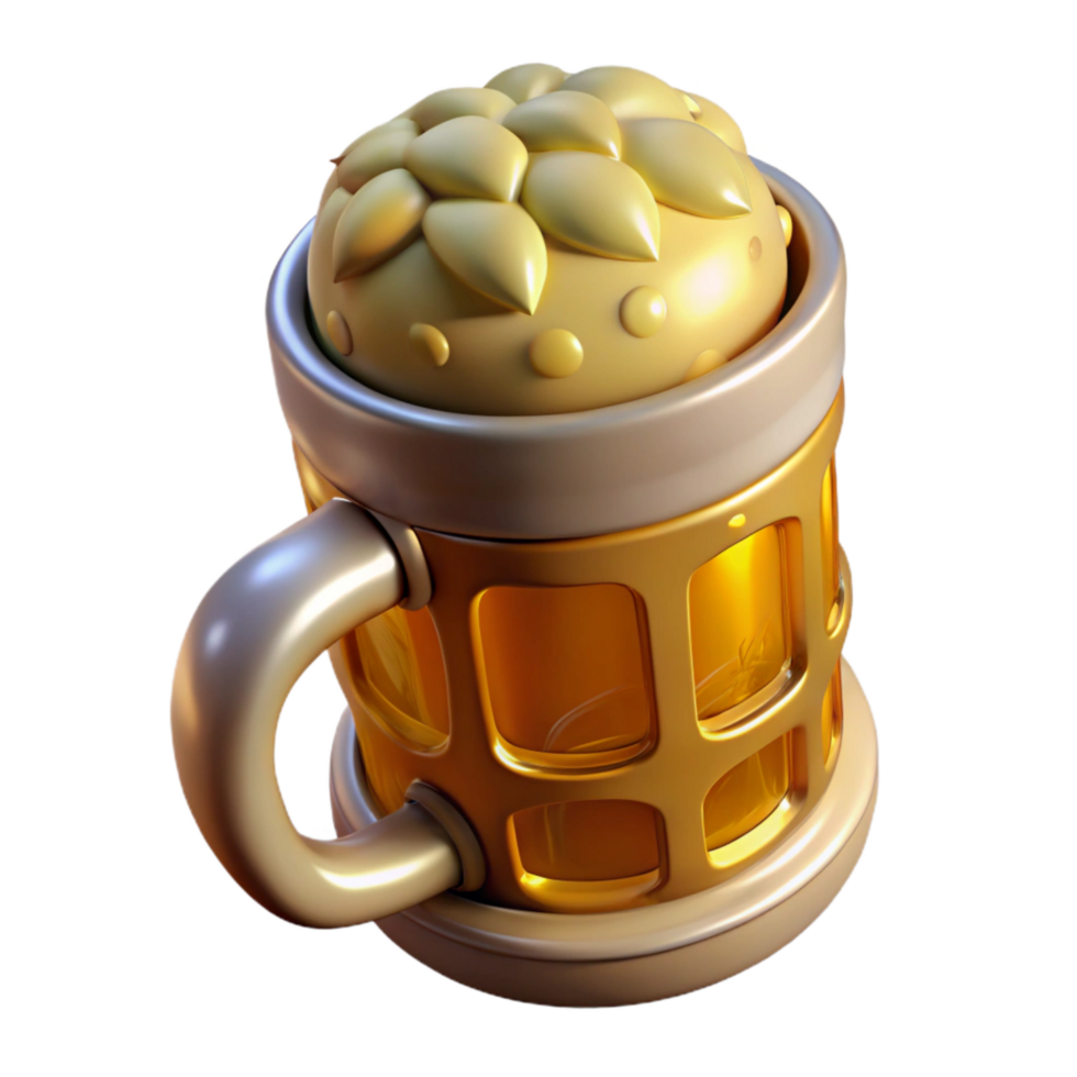 magnificent modern Oktoberfest Beer Stein 3d Render authentic png
