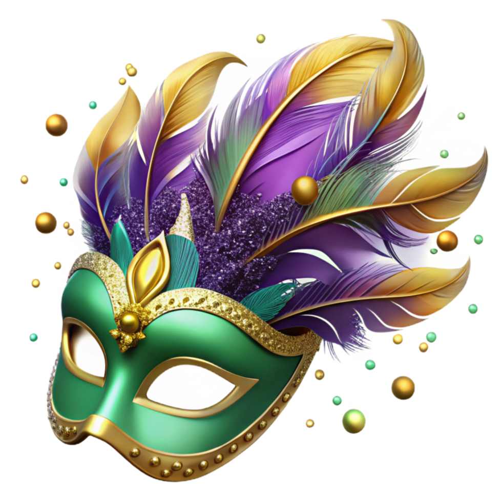 magnificent abstract Mardi Gras Mask 3d Render with Sequins 4K png