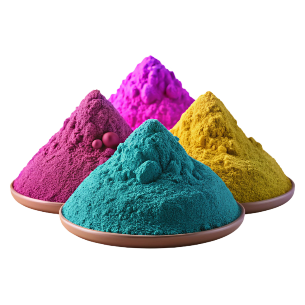 elegant abstract 3d Render Pile of Vibrant Holi Powder Pigments in Shades high quality png