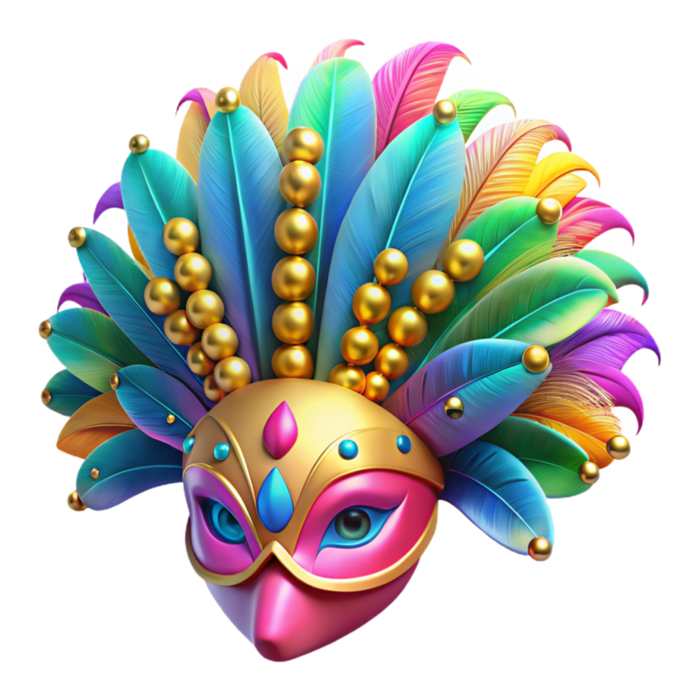 impressive rustic 3d Render Vibrant Carnival of Rio Headdress Adorned with Iridescent high resolution png