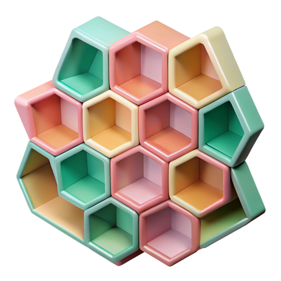 dramatic artistic A 3d Rendered Cutout of Conceptual Modular Shelving Unit, Featuring detailed png