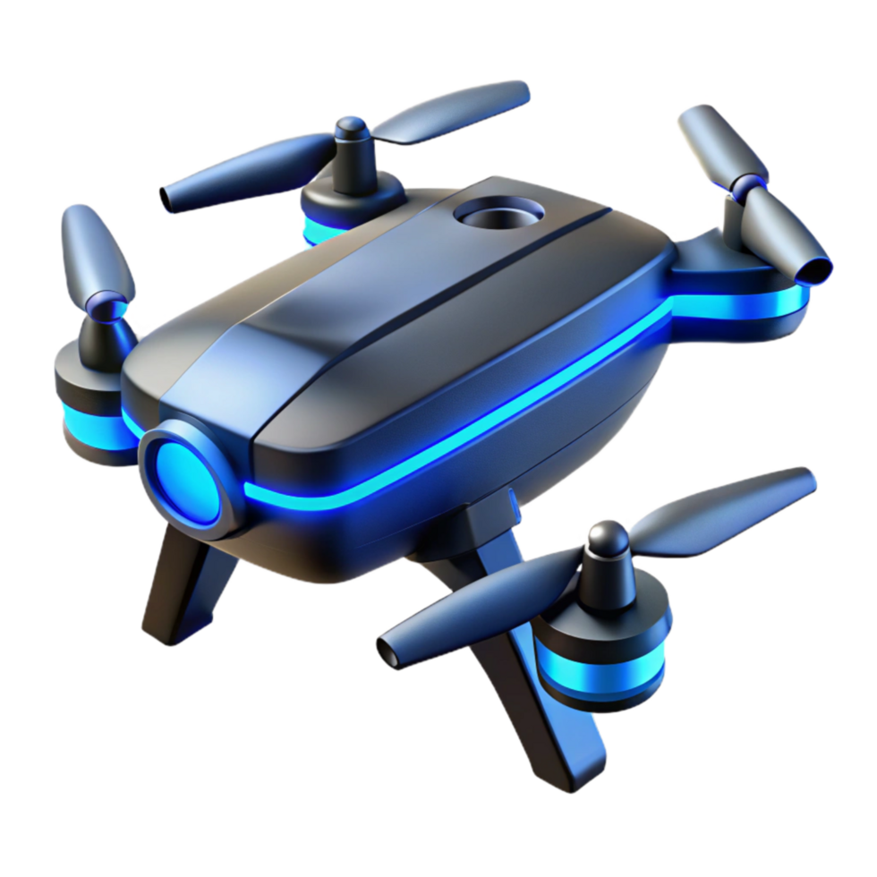 serene artistic A 3d Rendered Cutout of Futuristic, Hovering Drone Camera With authentic png