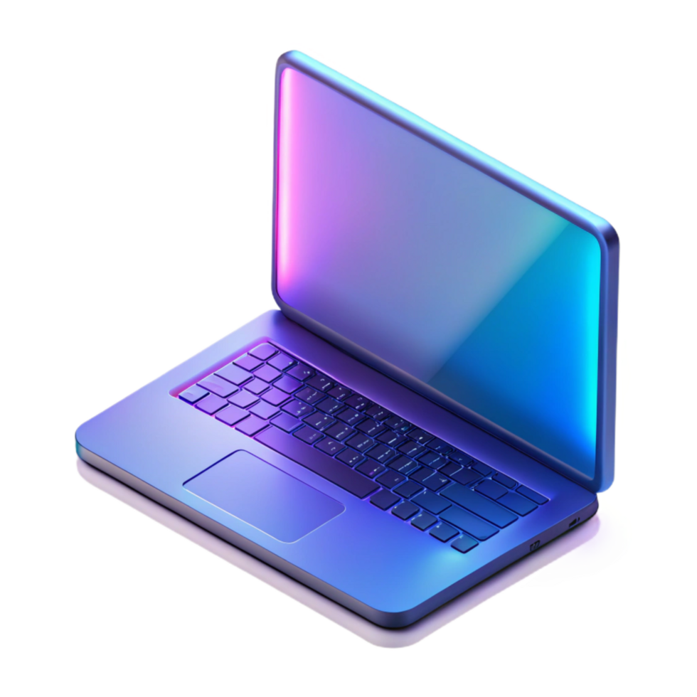 vibrant rustic Holographic Laptop 3d Render premium png