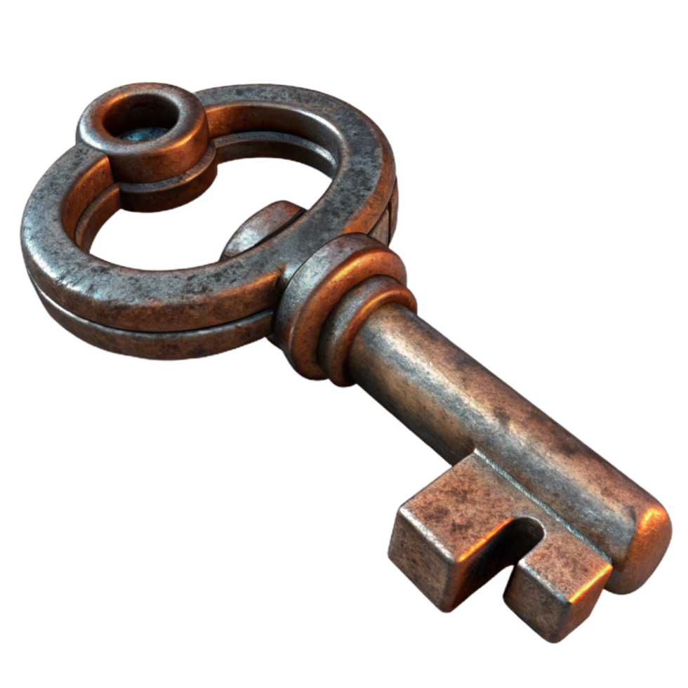 vibrant classic Weathered Iron Key Medieval Design detailed png