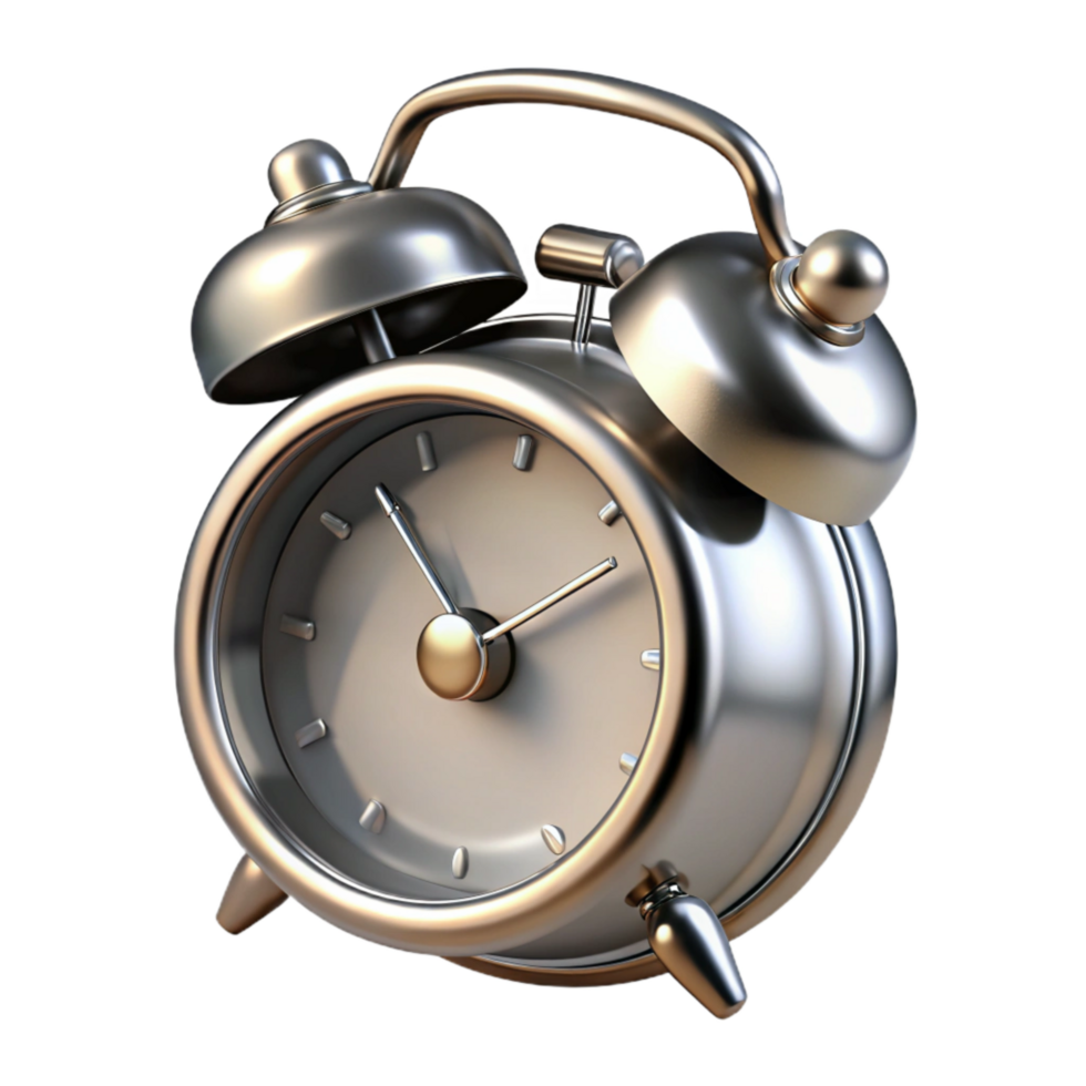 beautiful minimalist A Classic Alarm Clock with Shiny Metal Bells and Black premium png