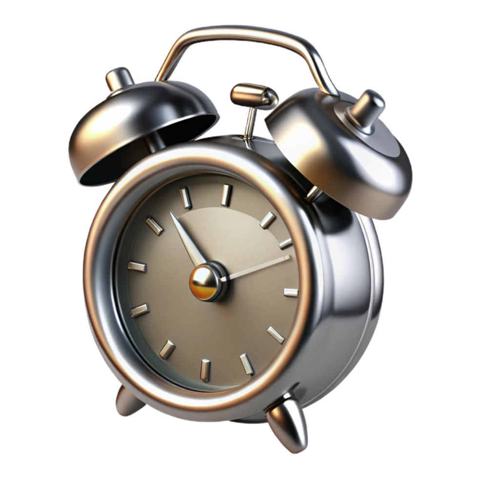 extraordinary minimalist A Classic Alarm Clock with Shiny Metal Bells and Black premium png