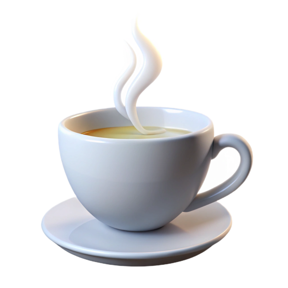 extraordinary artistic A Modern Minimalist White Ceramic Teacup with Subtle Steam Trail, authentic png