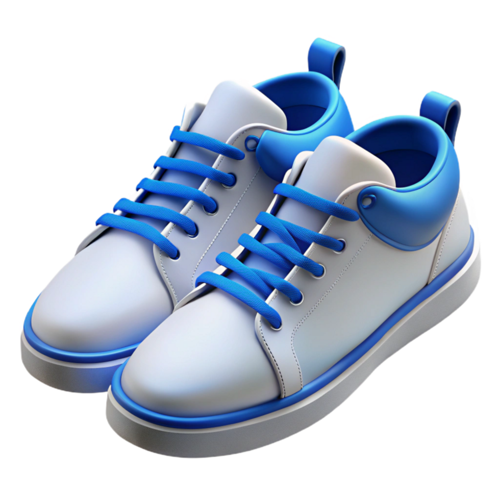 stunning artistic A Pair of Brand New White Sneakers with Blue Laces, high quality png