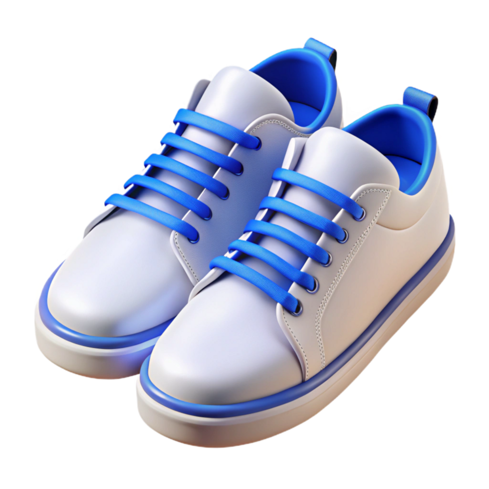 magnificent rustic A Pair of Brand New White Sneakers with Blue Laces, authentic png