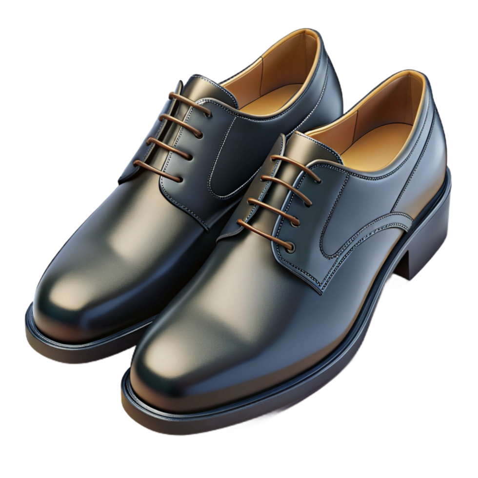 beautiful modern A Pair of Classic Black Leather Dress Shoes with Subtle exclusive png