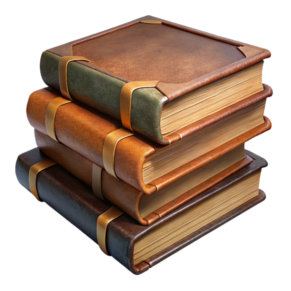 elegant vintage A Stack of Three Weathered Vintage Books with Visible Page high resolution png