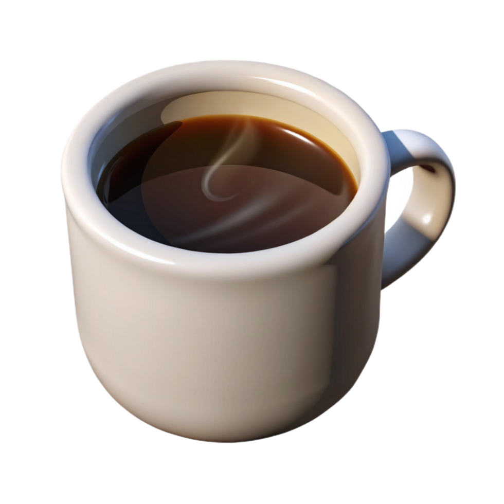 magnificent minimalist A Steaming Cup of Black Coffee in White Ceramic Mug, authentic png