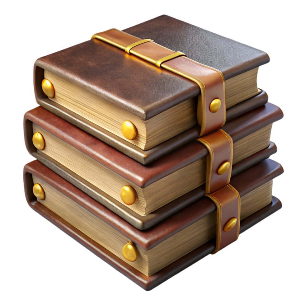 dramatic creative A Stack of Worn Vintage Books with Leather Bindings And original png