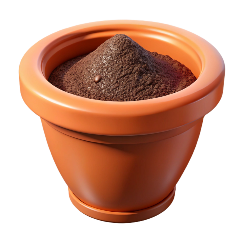 elegant artistic A Terracotta Flower Pot Filled with Rich Potting Soil, Professionally exclusive png