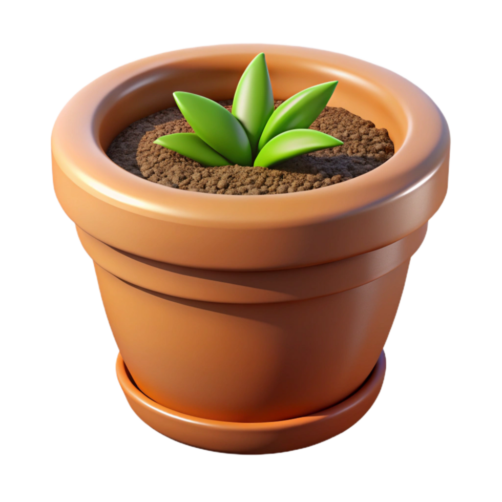 impressive minimalist A Terracotta Flower Pot Filled with Rich Potting Soil, Professionally high resolution png