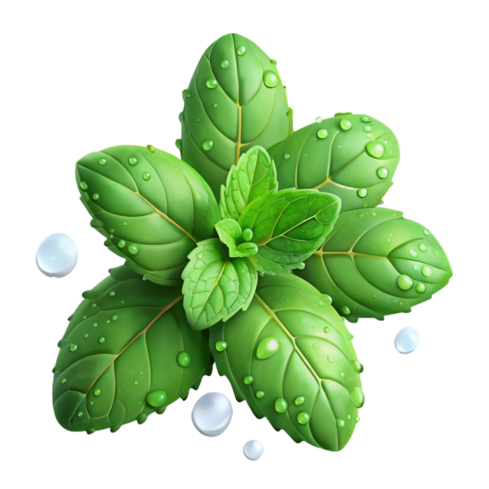 wonderful contemporary A Vibrant Bunch of Fresh Mint Sprigs with Water Droplets, authentic png