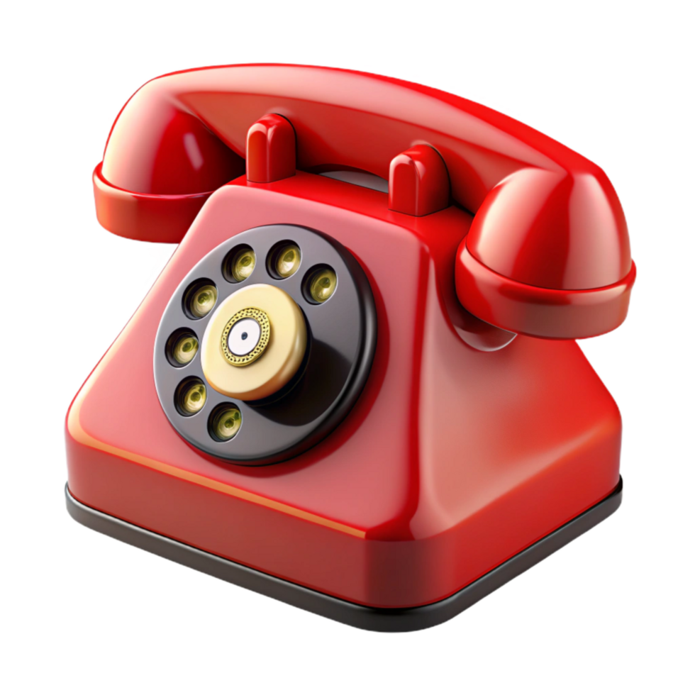 magnificent classic A Vintage Rotary Telephone with Bright Red Body and Black professional png