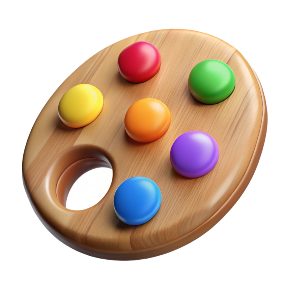 beautiful creative A Hand-painted Watercolor of Wooden Artist's Palette with Vibrant B authentic png