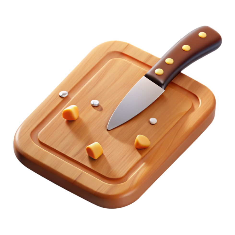impressive rustic A Wooden Cutting Board with Knife Marks and Crumbs, Professionally original png