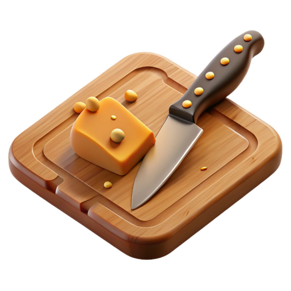 extraordinary creative A Wooden Cutting Board with Knife Marks and Crumbs, Professionally professional png