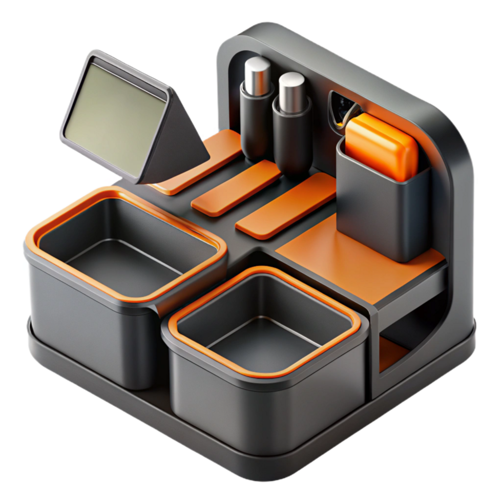 elegant classic Create 3d Rendered Cutout of Futuristic Conceptual Modular Desk Organizer 4K png