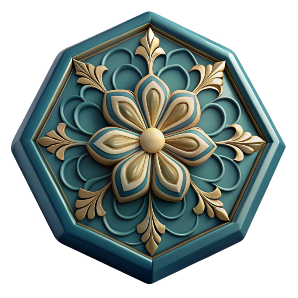 vibrant modern A 8k Cutout of Hexagonal Ceramic Tile in Deep Teal genuine png