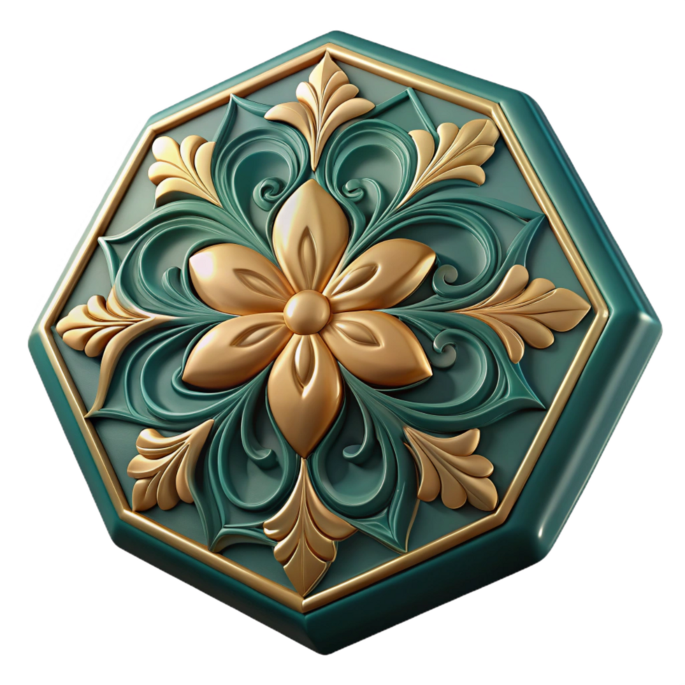 extraordinary minimalist A 8k Cutout of Hexagonal Ceramic Tile in Deep Teal premium png