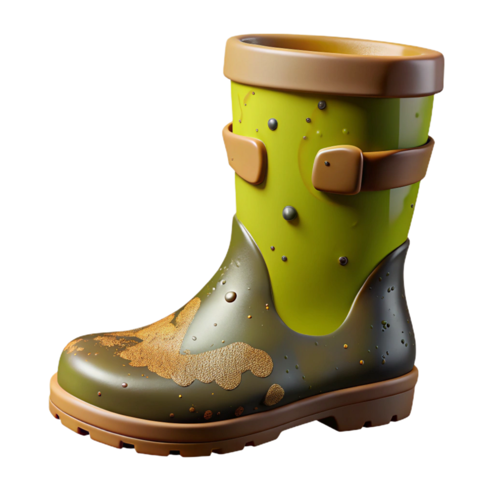 elegant classic Cutout of Muddy Glastonbury Festival Welly Boot, Rendered in High original png