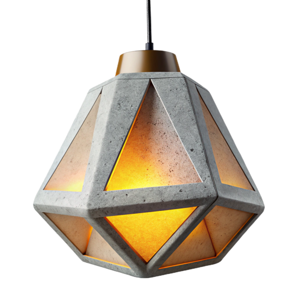 extraordinary traditional A Cutout of Modern Concrete Pendant Lamp with Geometric, Angular high resolution png