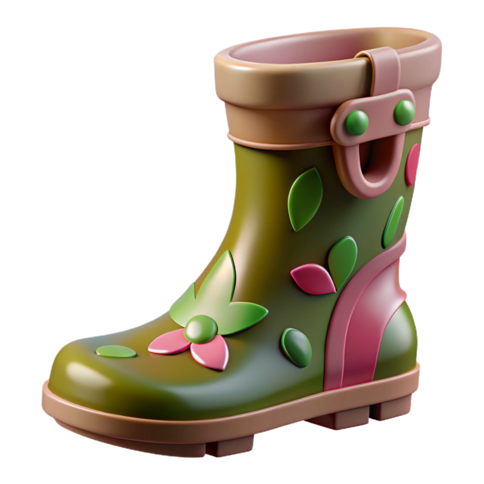 serene classic Cutout of Muddy Glastonbury Festival Welly Boot, Rendered in High 4K png